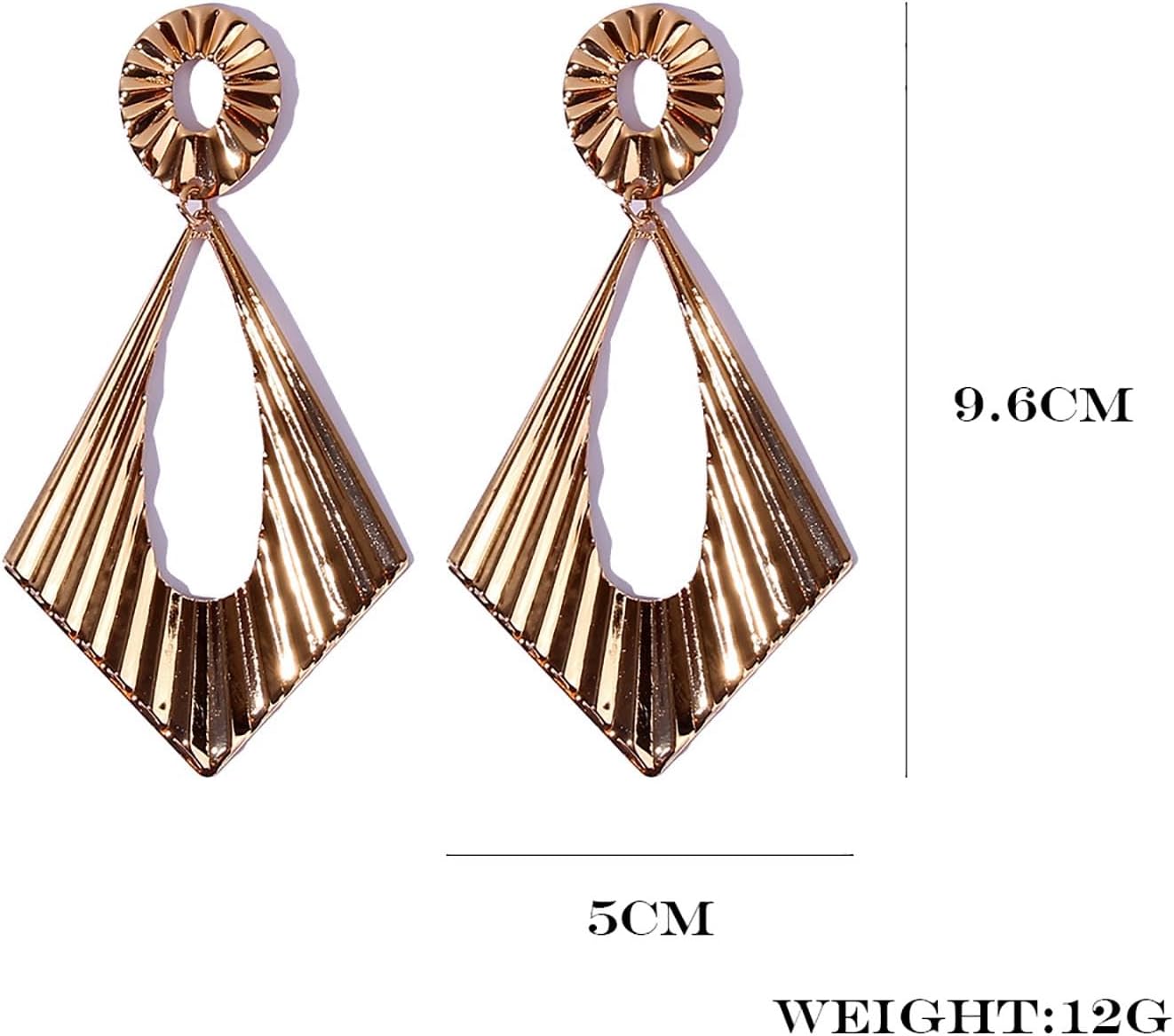 Boho Large Square Drop Earrings Gold Circle Stud Earrings Hammered Square Dangle Earrings Hollow Square Earrings Exaggerated Geometric Earrings Jewelry for Women - Image 5