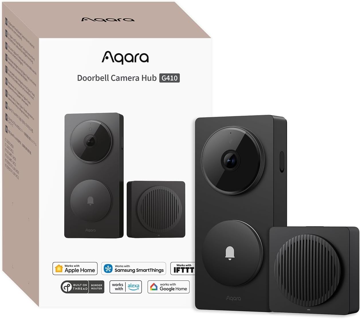 Smart Doorbell Camera G410 with Chime, HomeKit Secure Video, Black | 2K, 2-Way Audio, Built-in Matter Hub, Wireless/Wired, Supports Apple Home, Alexa, Google, Home Assistant, 2.4G/5GHz Wi-Fi