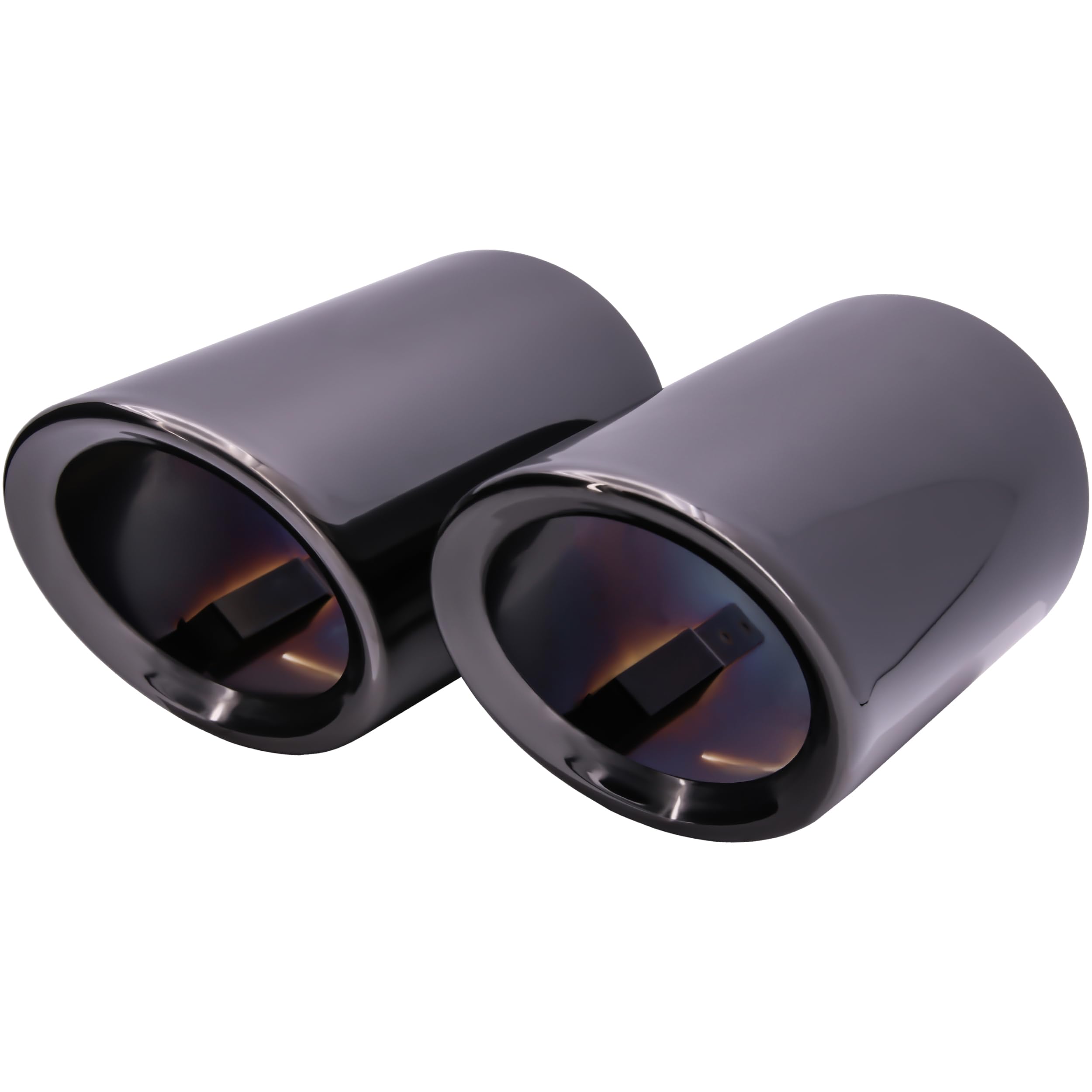 RECAMBO Auspuffblenden Set 2x Schwarz Chrom passend für VW Golf VII Typ AU BJ 2012-2021 eleganter Zweifarb-Look - einfache Montage - fester Sitz - aufwertende Heckoptik - langlebige Oberfläche