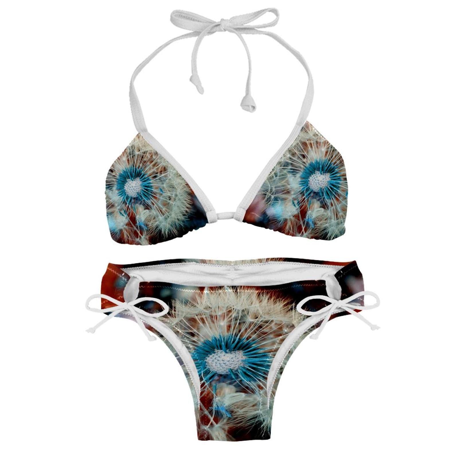 Bikini transparent motif pissenlit multicolore taille unique ajustement parfait - 8