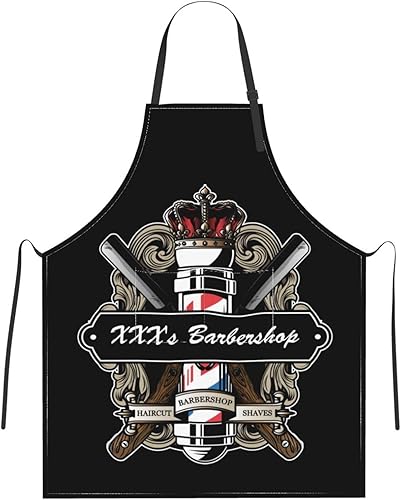 Miniatura 1 de Delantal de barbero personalizado para hombres y mujeres delantal de barbería con texto personalizado con bolsillos delantal ajustable personalizado
