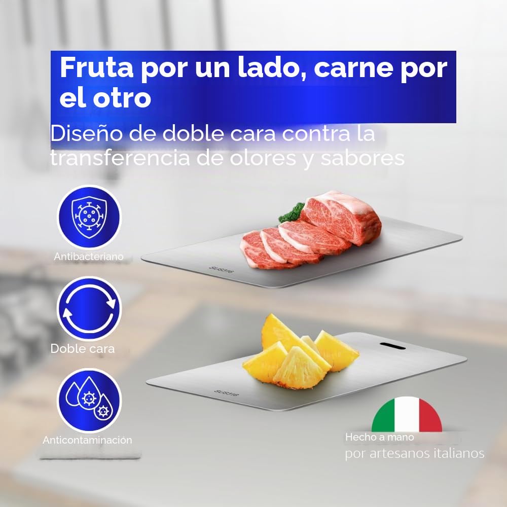 INOXLM - Tabla de cortar de acero inoxidable alimentario, 39x28 cm, apta para Haccp, profesional de doble cara, resistente, para cocina, bar y restaurante