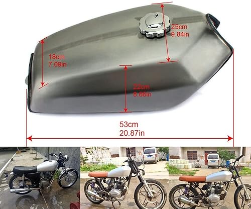 Miniatura 2 de 9L 2.4Gal Cafe Racer Vintage Tanque de gasolina y tapa para BMW Honda Yamaha Suzuki RD 350 400 500