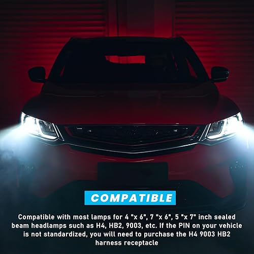 Miniatura 6 de Suvnie 2 piezas H4 HB2 9003 arnés de cableado para faros delanteros, conector de cerámica de 16 AWG para faros delanteros, enchufe hembra de coleta,