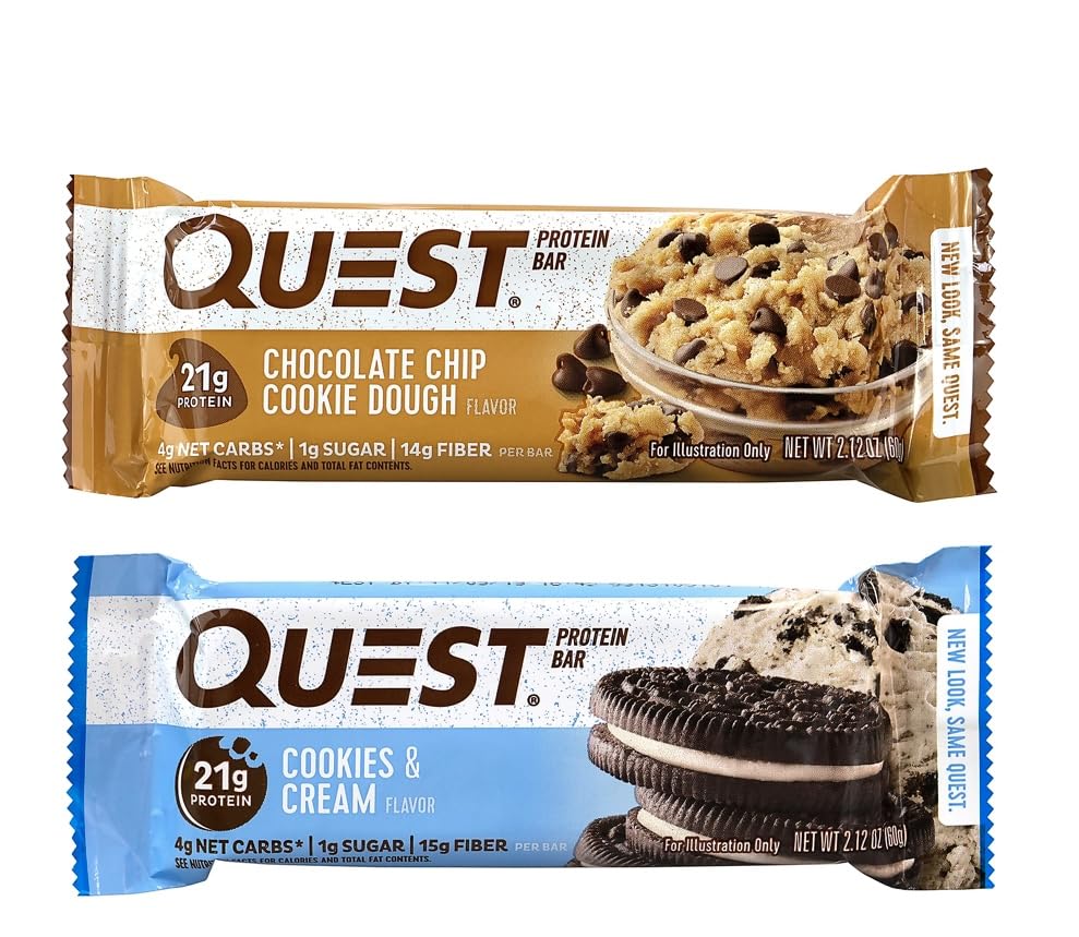 Miniatura 3 de Quest Protein Bar Value Pack 14 barras, masa de galletas con chispas de chocolate y crema de galletas, 0.04 oz de azúcar, 0.74 oz de proteína