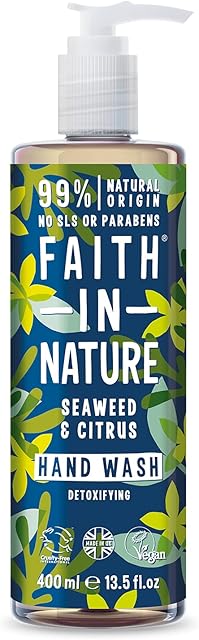 Faith In Nature Natural Seaweed and Citrus Hand Wash, Detoxifying, Vegan and Cruelty Free, No SLS or Parabens, 400 ml