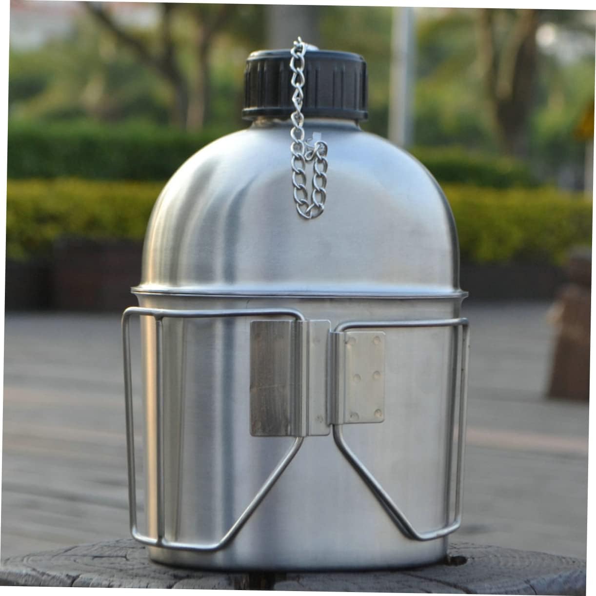 1set Stainless Steel Canteen Water Bottle for Camping and Hiking Leakproof Outdoor Hydration Handle and Practical Design for Adventure Enthusiasts