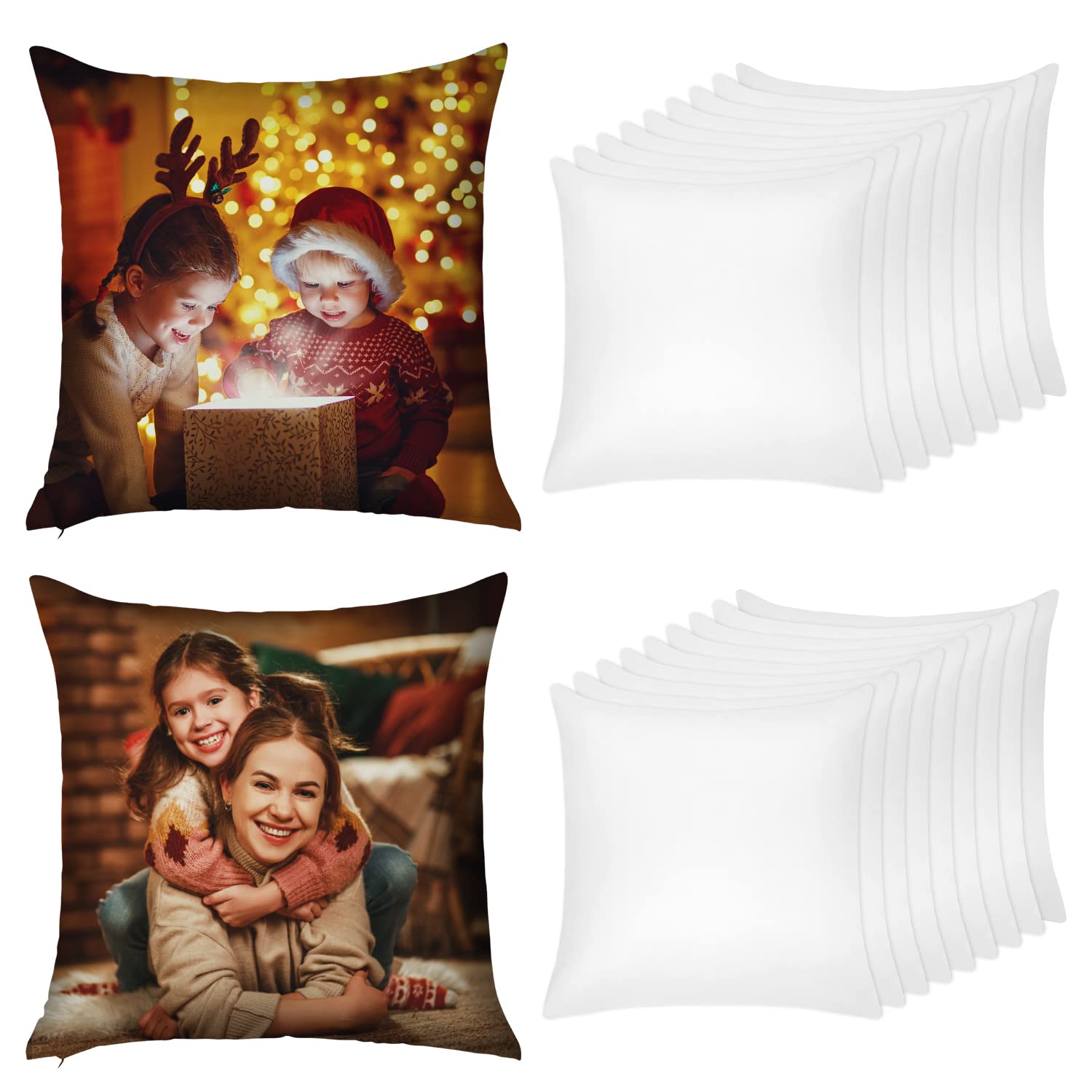 Coddsmz Set of 10 Sublimation Blanks Pillow Cases Cushion Covers Heat Transfer Pillow Cases DIY Cushion Cover with Concealed Zipper 18x18 Inch