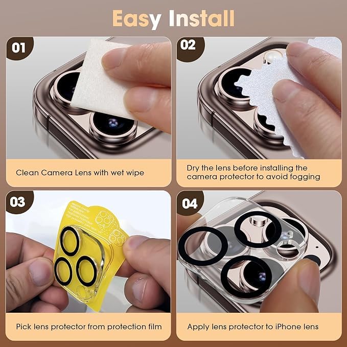 Image of 2 Pack Camera Lens Protector Compatible for iPhone 16 Pro /16 Pro Max, 9H Hardness Tempered Glass Camera Cover, Ultra HD, Anti-Scratch, Case Friendly