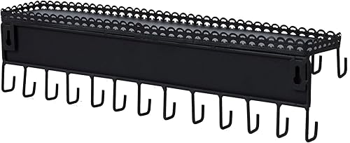 Miniatura 7 de MyGift Organizador de joyas colgante de metal negro de 4 niveles con 18 ganchos, soporte para aretes y collar, estante de exhibición de pulseras,