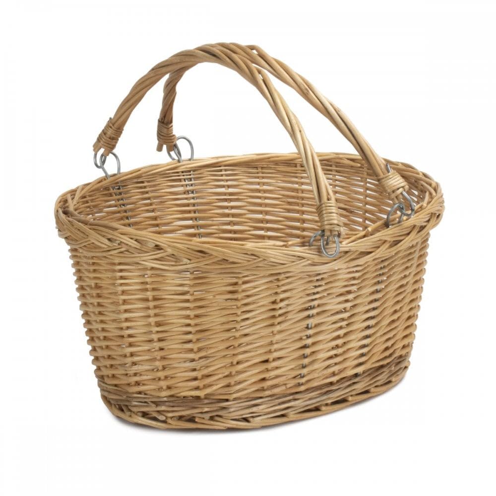 Rackhams Brown Buff Willow Medium Swing Handle Wicker Shopping Basket