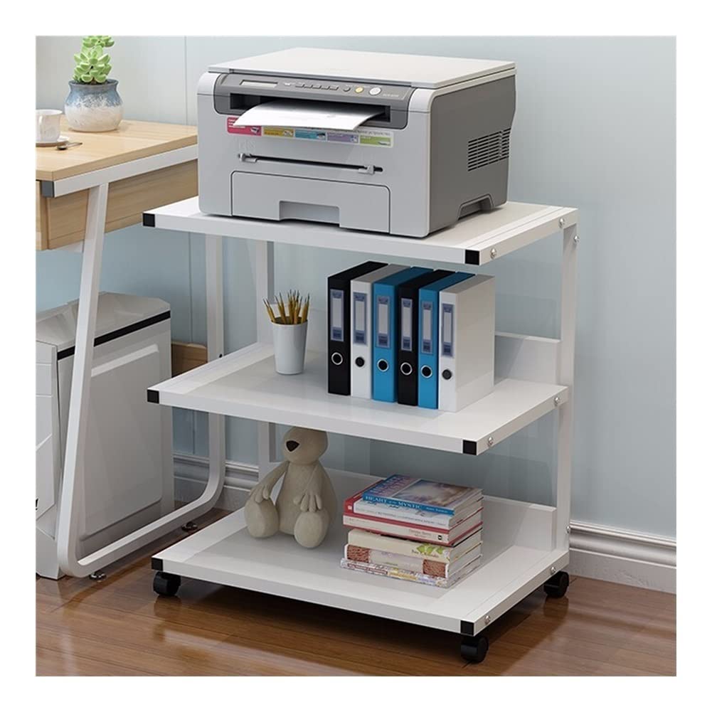 IEOWY Printer Stand with Storage, 3-Layer Metal Frame Multifunctional Shelf for Printers, Copiers, and Scanners - Floor-Standing Desktop Table
