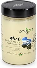 Oneroot 100% Organic Canadian Flower Honey - 17.6 Oz/1.1 Lbs, White Honey Wildflower Unfiltered, Unheated & Creamed, Nutrient Rich Raw Wildflower With Enzymes, Thick Natural Sweetener