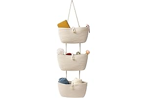 TeoKJ 3-Tier Woven Hanging Kitchen Storage Baskets