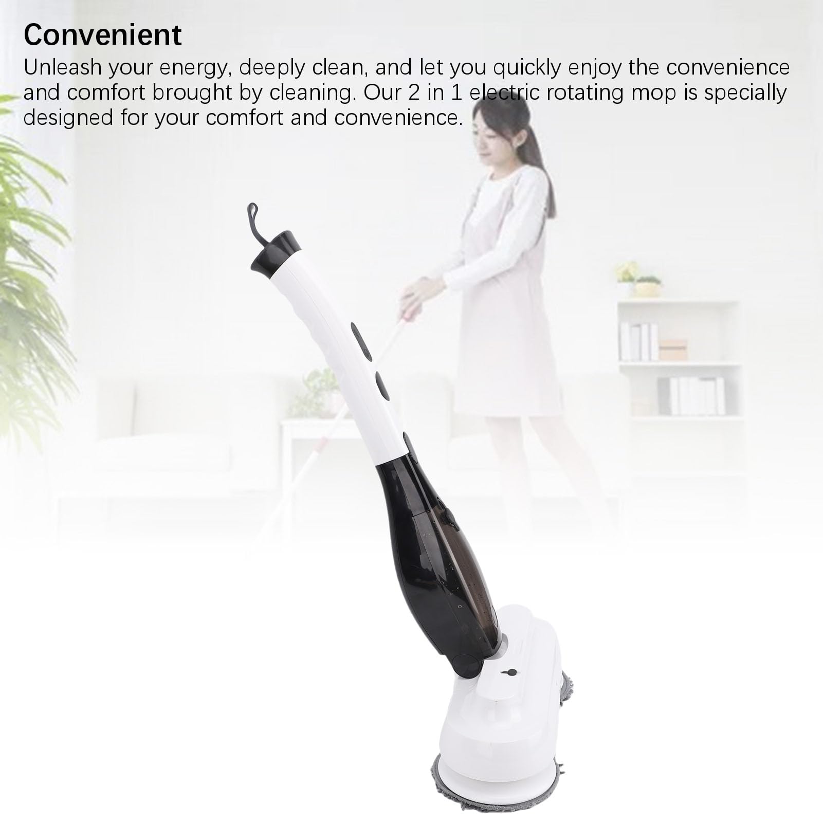 Cocoarm Elettrico Spray, Elettrico Senza Fili con Serbatoio Acqua da 800 Ml, Lavapavimenti ABS 2 in 1, da 300 a 380 Giri/min per la Pulizia Domestica di Pavimenti in Piastrelle di Legno Duro