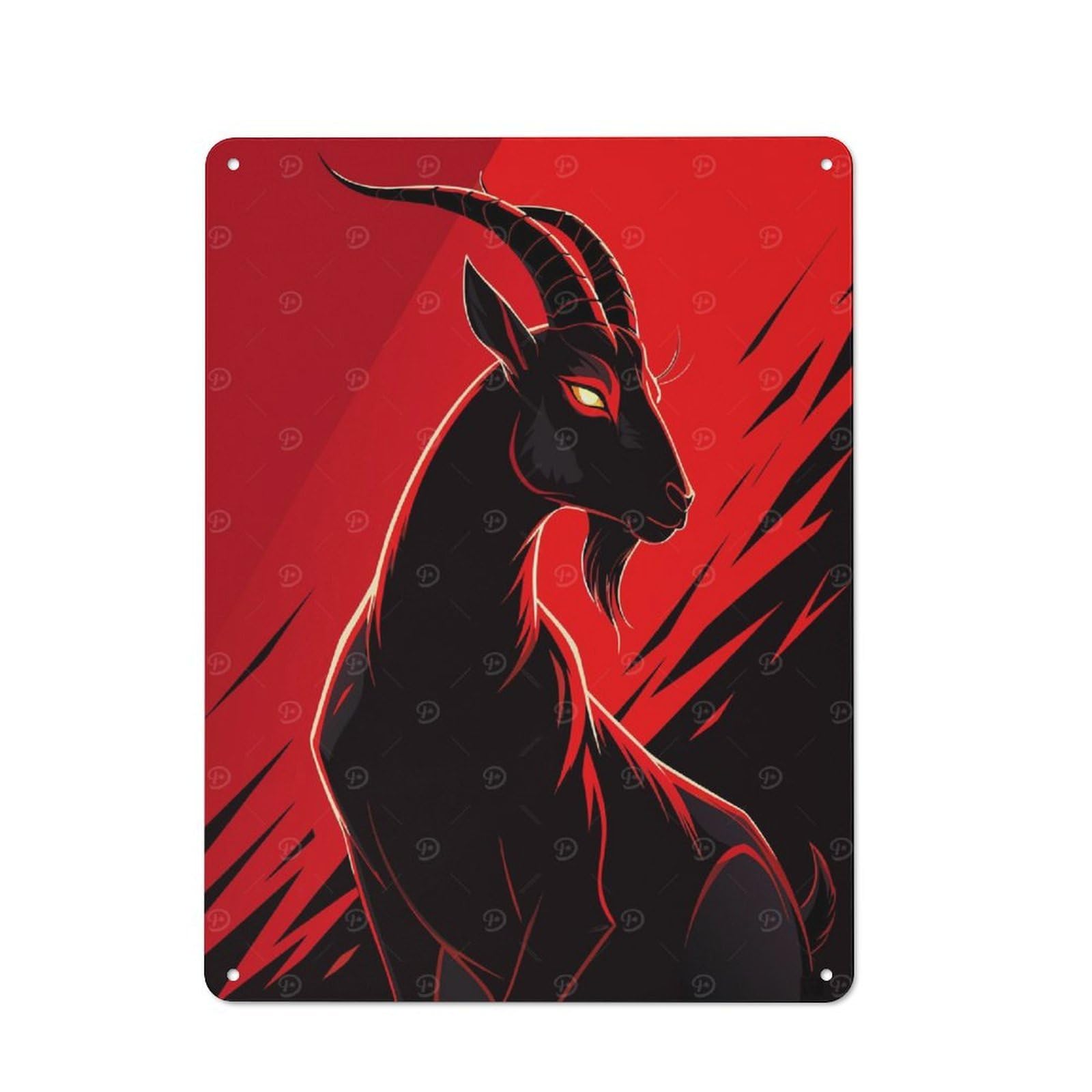 Junmoney Stylized Goat Illustration Vintage Retro Metal Sign 40X30cm Featuring Garage Wall Decor For Garage, Workshop, Shed Or Utility Room