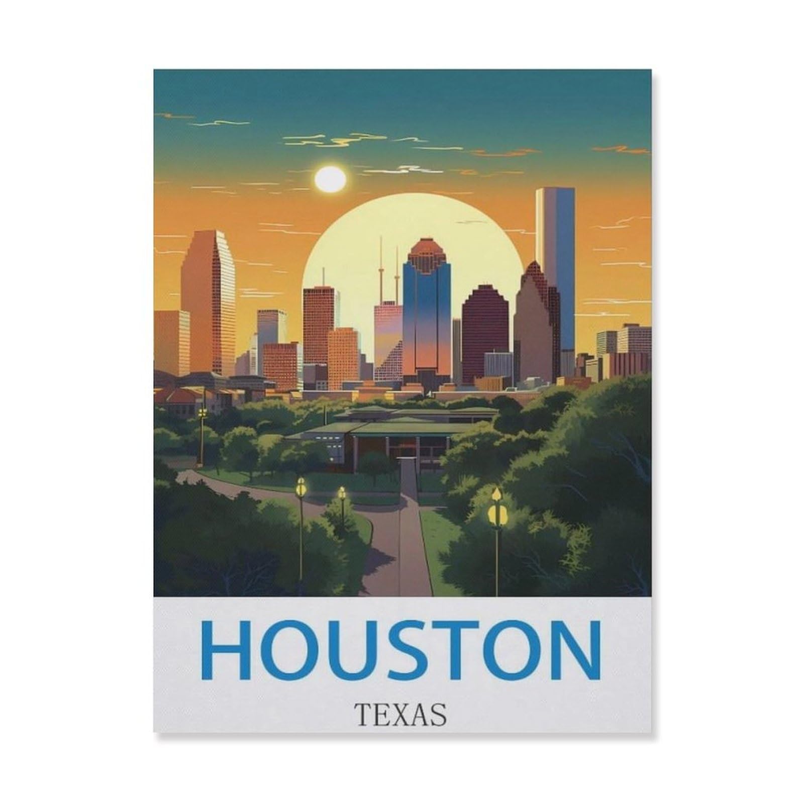 Houston Texas，Tin Sign Vintage Wall Poster Retro Iron Painting Metal Plaque Sheet for Bar Cafe Garage Home Gift Birthday Wedding(20x30cm）8x12 inch-EH81