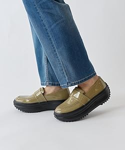 ビアズリー エナメルレザーローファー【24cm】 BEARDSLEY（ビアズリー）の「《厚底/カーキ追加発売中》エナメルレザー