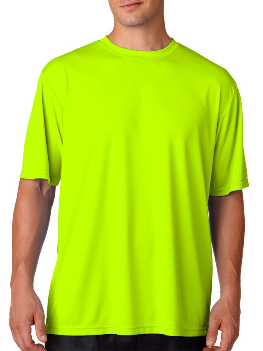 A4 Short-Sleeve Cooling Performance Crew Neck T-Shirt, Large, Safety Yellow