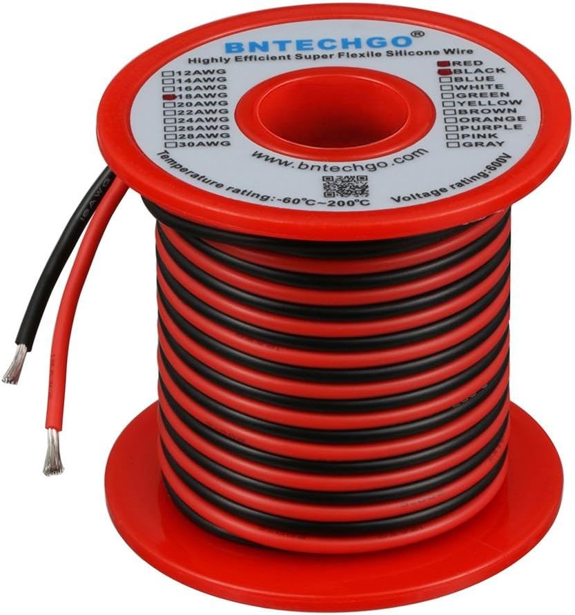 BNTECHGO 18 Gauge Silicone Wire Spool Red 50ft and Black 50ft 2 Separate Wires Flexible 18 AWG Stranded Tinned Copper Wire - Image 2