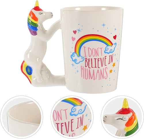 Miniatura 3 de Hemoton Taza de café de unicornio 3D, 12 onzas/11.8 fl oz, linda taza de cerámica de unicornio para adultos (I dont)