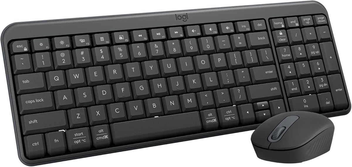 Logitech MK250 Bluetooth Wireless Mouse and Keyboard Combo: Fast & Easy Connectivity, Compact Wireless Keyboard, Ambidextrous Mouse, Durable Build - Windows/MacOS - Graphite