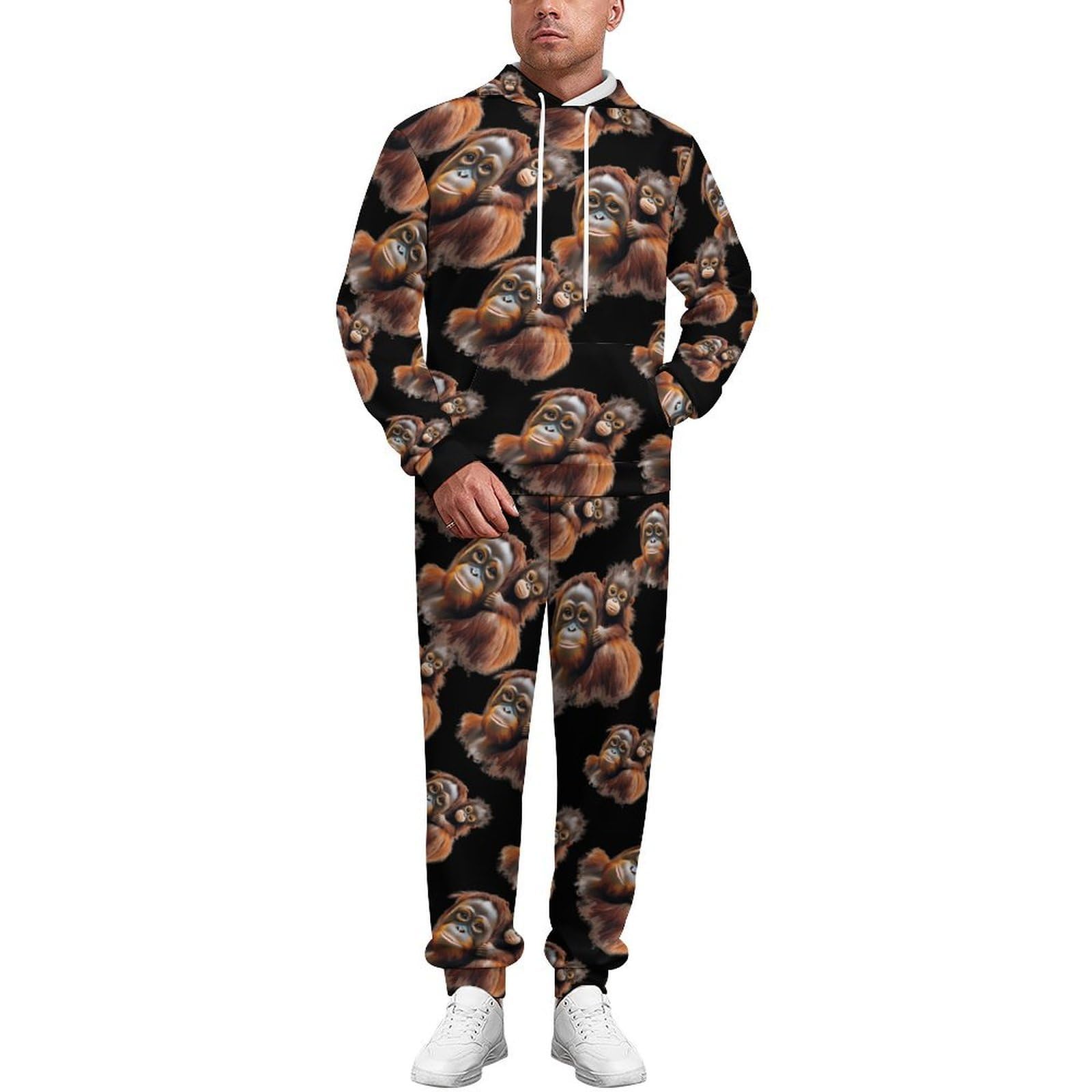 Orangutan Monkey - Conjunto de sudadera de 2 piezas para hombre, conjunto de chándal casual, sudadera cómoda con capucha