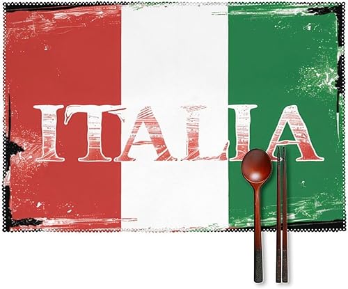 Italia National Pridees Placemats Set of 6 Resistant Table Mats Washable Place Mats for Dinner Party Table Decoration