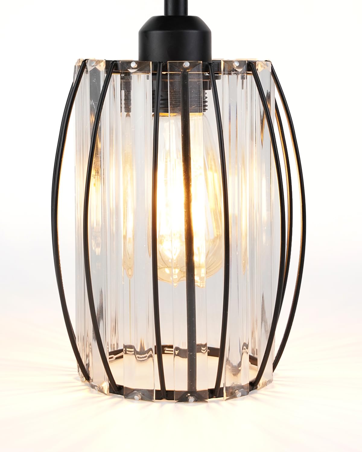 DoRight Crystal Ceiling Light Shade Mini Ceiling Lampshades Black Small Modern Bedside Lamps Cylinder Lamp Shades 16 X 20cm Ceiling Light Shade for Bedroom, Kitchen, Living Room, No Reducer Ring