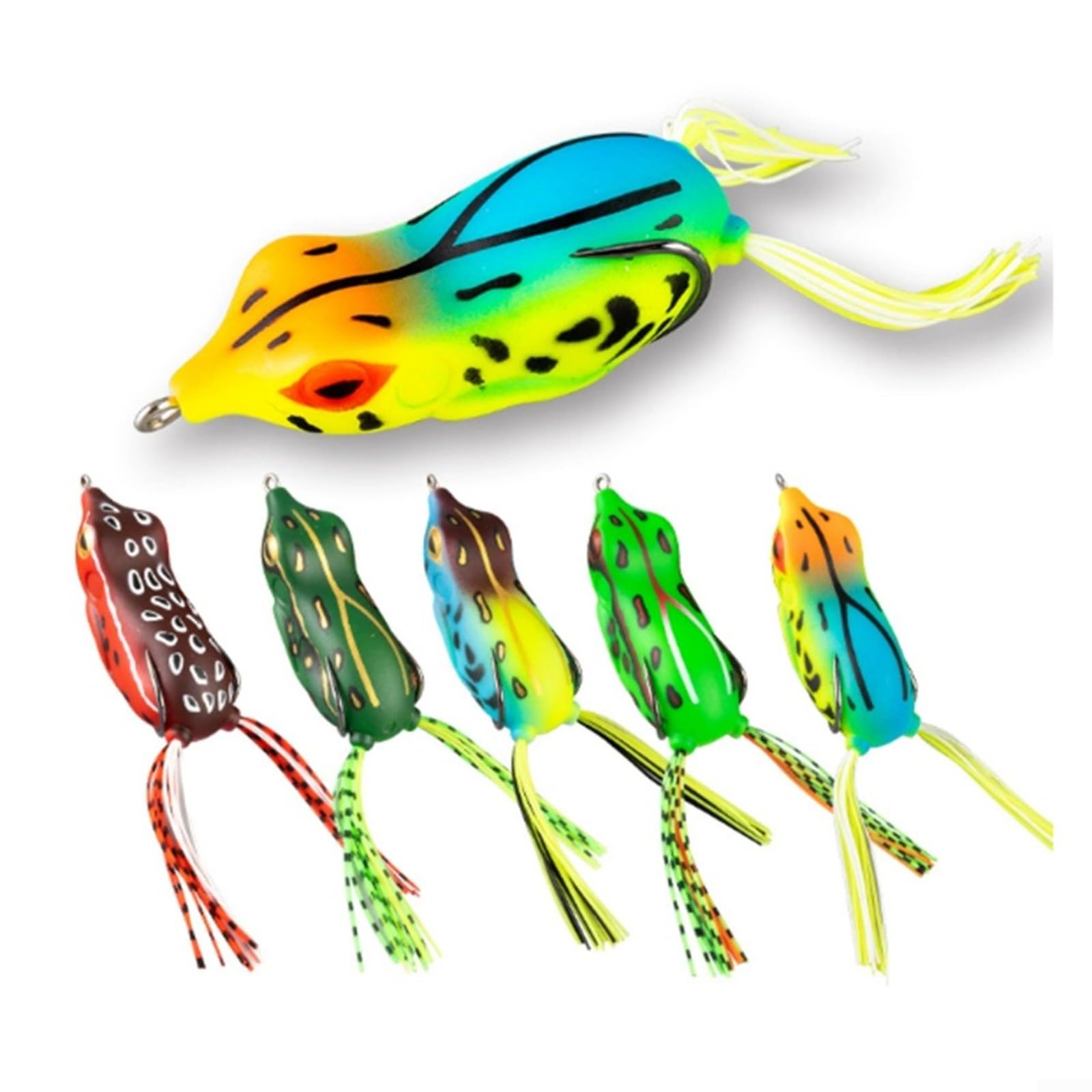 5pcs Thunder Frog Lure 7.5cm 18.2g Topwater Fishing Bait Floating Biomimetic Soft Rubber with Noise Beads for Blackfish Carp