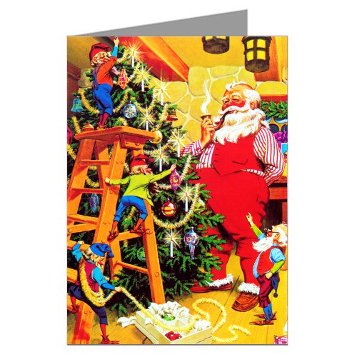 Assorted-2 Victorian Santas Christmas Holiday Vintage Greeting Cards Boxed Set #TOP1