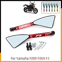 Vista 2 de Espejo retrovisor triangular para motocicleta, espejo retrovisor lateral de aluminio CNC, lente antirreflejos, con logotipo para Yamaha FZ09 FZ-09