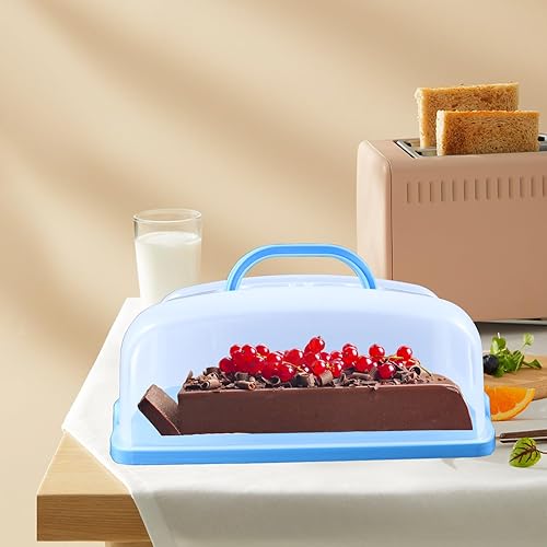 Miniatura 8 de FEOOWV Porta magdalenas 2 en 1 con tapa, portador rectangular para tartas, contenedor de almacenamiento portátil grande para almacenar 12 cupcakes o