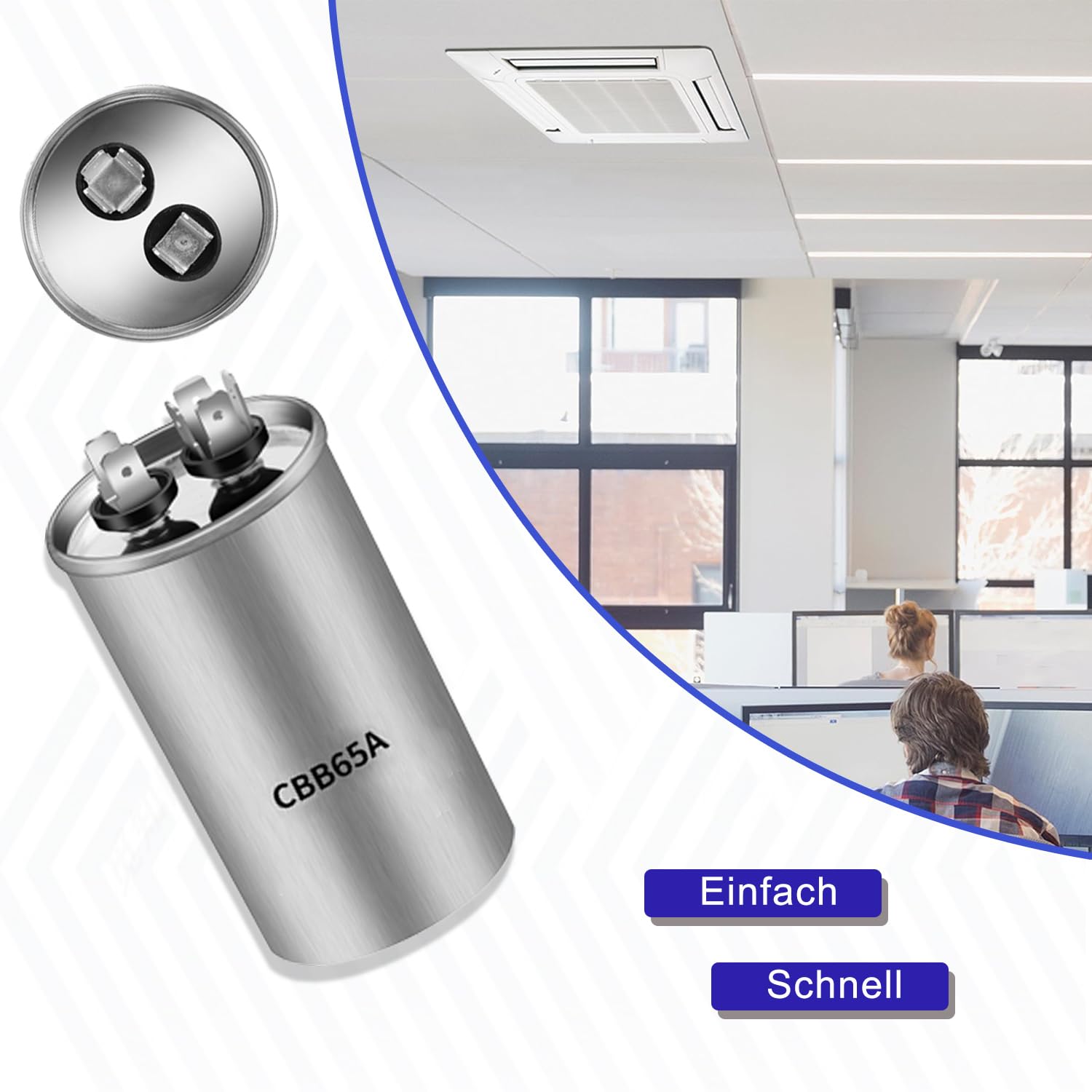 Condensador de arranque CBB65 450V AC 25uf 50/60Hz para aire acondicionado y compresor redondo
