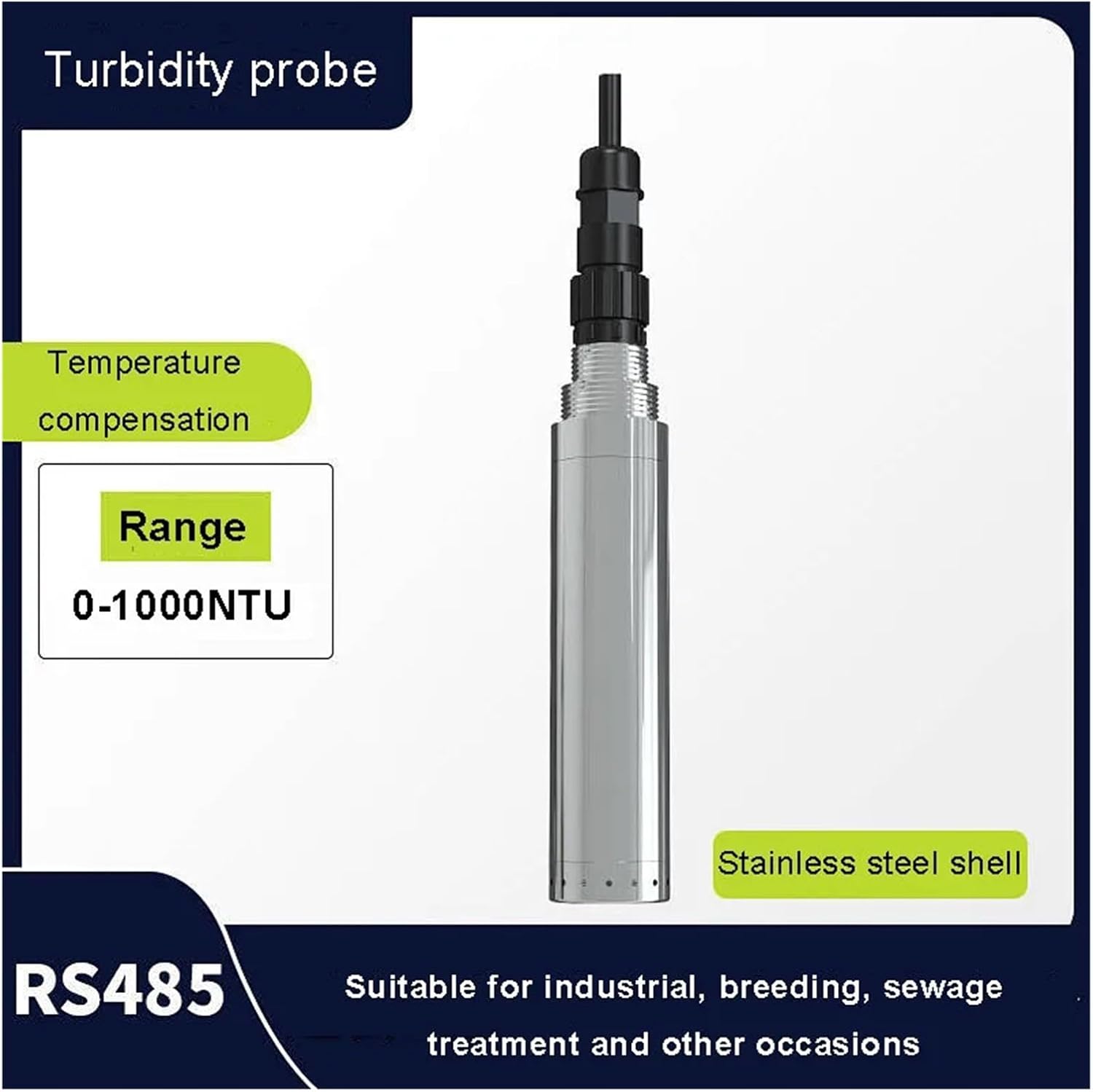 Turbidity Detector Multi-Parameter Water Quality Environmental Monitoring System Suspended Matter Sensor Turbidity Meter RS485(Ss 1000ntu)
