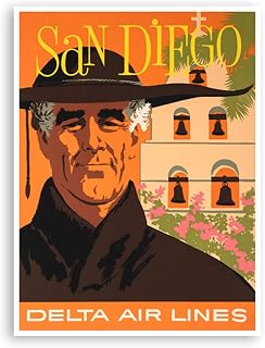 Vintage Travel Posters – Home Decor Bathroom Living Room Posters Aesthetic Boho San Diego Print Delta Airlines Travel Poster California Art