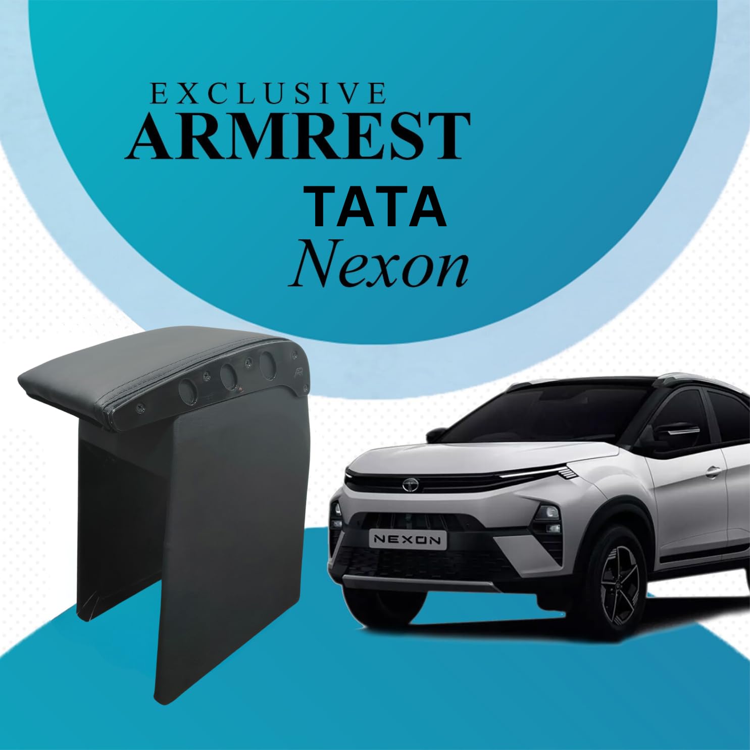 Pabla Enterprises Wooden Car Center Armrest Console for Tata Nexon All Models (Full Black)