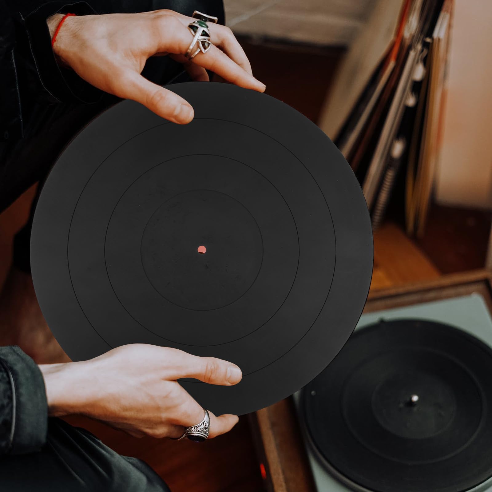 STOBAZA Alfombrilla Grosor de 3 Mm de Silicona Negra Tapete Protector y Antivibración para Plato Giratorio de 12 Pulgadas para Discos de Vinilo y Tocadiscos