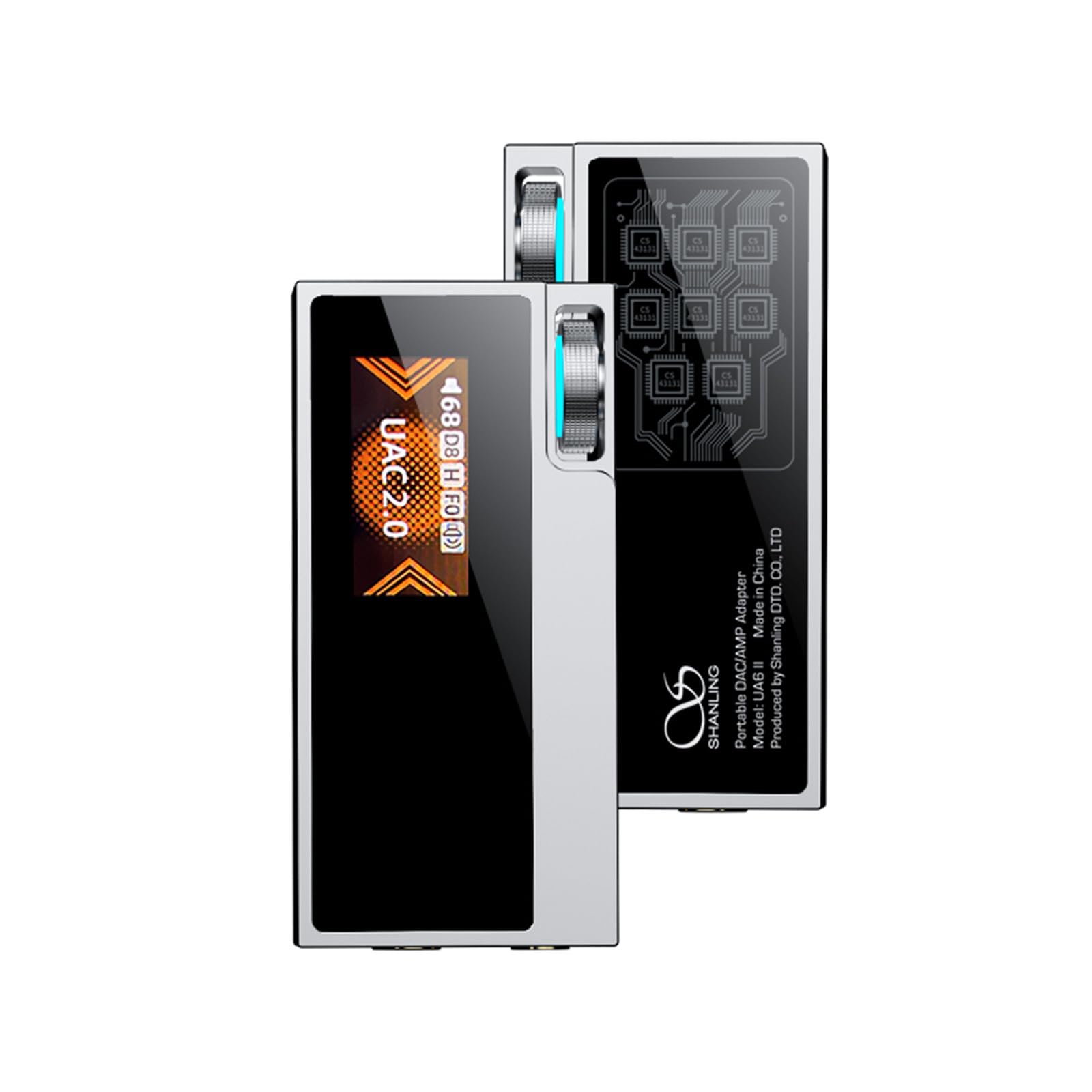SHANLING UA6 II DAC Dongle DAC portatile DAC e amplificatore con uscita bilanciata da 4,4 mm 8 × CS43131 DAC 365mW@32Ω Hi-Res Audio DSD512 per smartphone laptop PC, argento