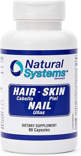 Natural Systems - Suplemento vitamínico para el cabello, la piel y las uñas, 60 cápsulas, vitaminas para el crecimiento del cabello para mujeres y