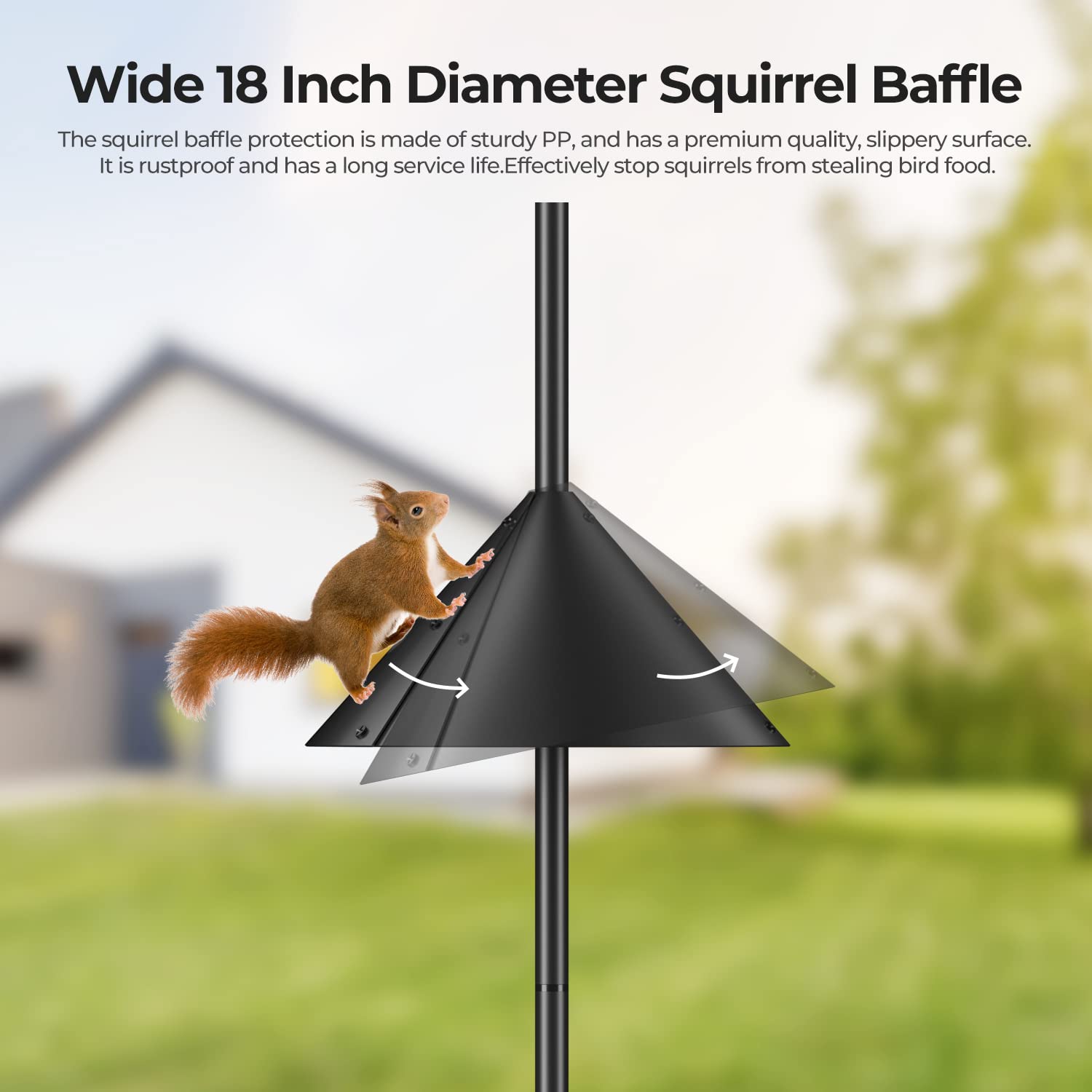 Flanagan 92 Inch Bird House Pole Mount Kit, Adjustable Heavy Duty Bird Feeder Pole for Outdoors, Bird Feeding Station with Squirrel Proof Baffle for Bird Watching (Bird House Not Included)