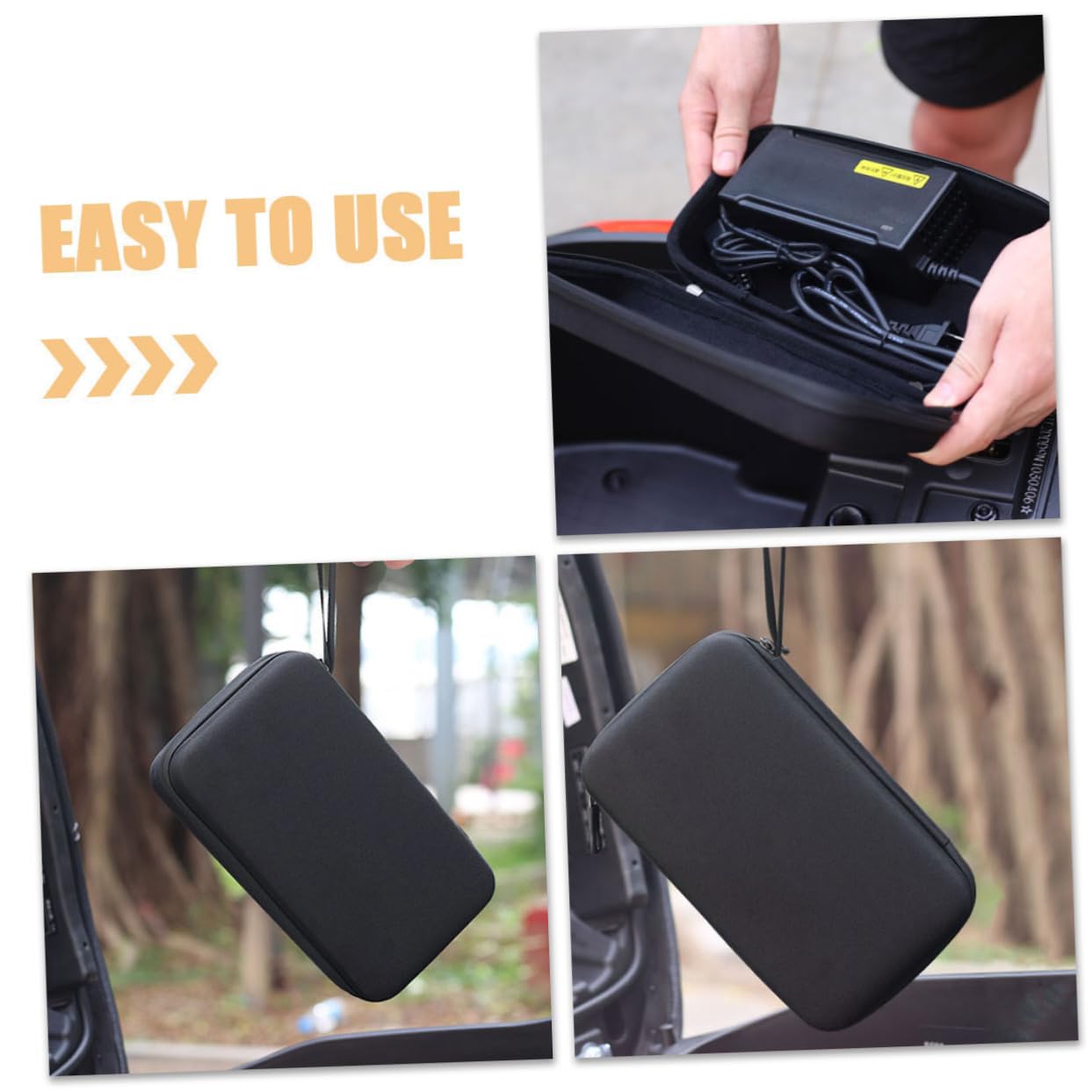 Pochette de Rangement pour Chargeur de Vélo 2 Pièces Noire