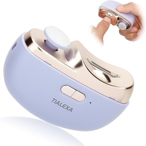 Cortaúñas eléctrico, 2 en 1, pulidor de uñas automático portátil con iluminación y 2 ajustes de velocidad, recortador de uñas con puerto de carga