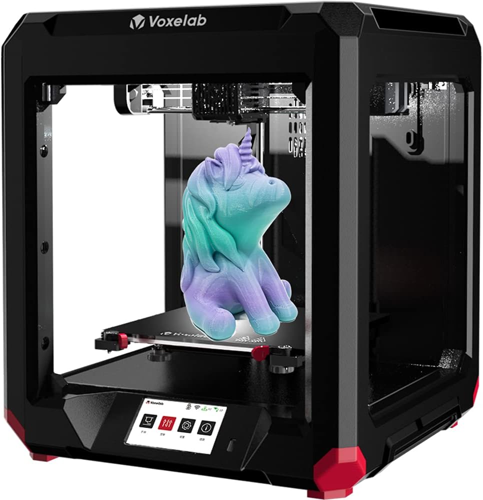 VoxelabAries 3D Pinter, Dual Z-axis Rails & Fully Assembled Semi-auto Leveling FDM Printer with Filament Sensor, Carborundum Glass Platform, WIFI Printing 7.87''(L) x7.87''(W)x7.87''(H) Printing Size