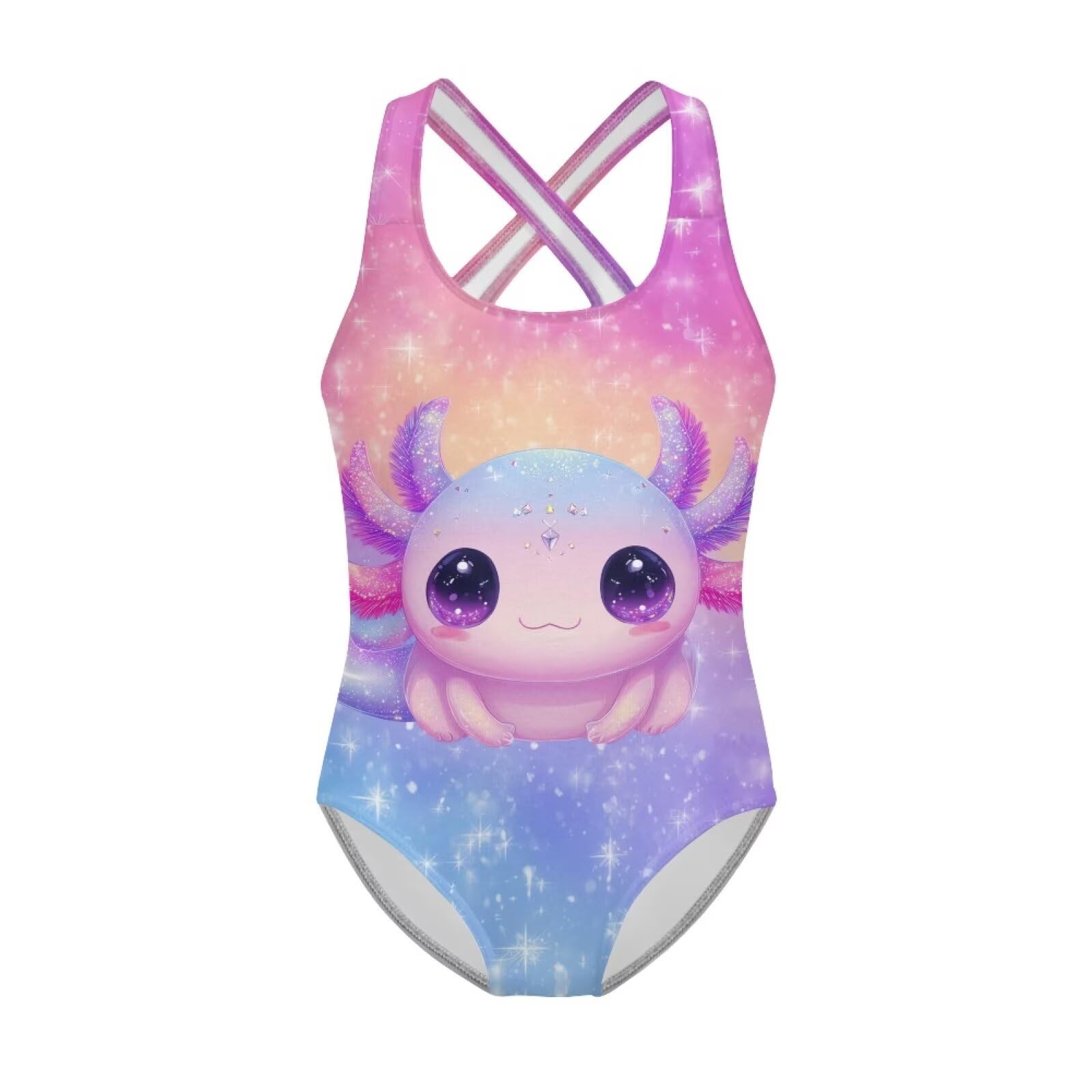 Xpyiqun Swimsuit for Girls One Piece Bathing Suits Size 5-14 Sleeveless Swimwear Cross Shoulder Strap Swimming Wear