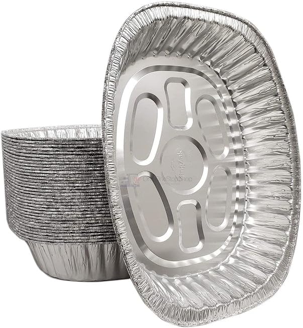 Nicole Fantini Disposable & Durable Extra Large Oval Turkey Roaster Aluminum Pan For Thanksgiving - 100% Recyclable : Perfect for, Baking & Roasting : 15 Pans