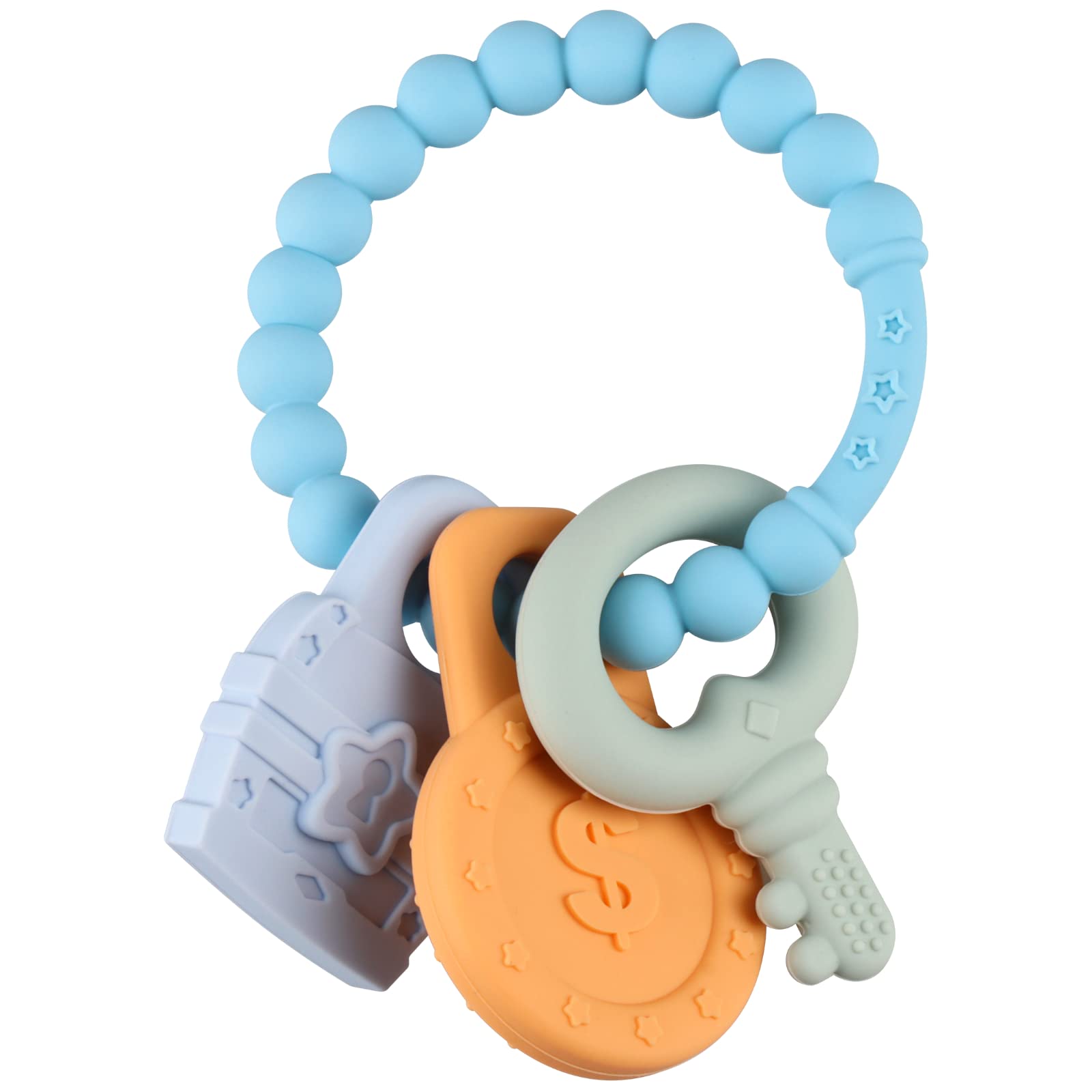 Baby Teething Toys Silicone Chewable Teethers With Wooden Ring