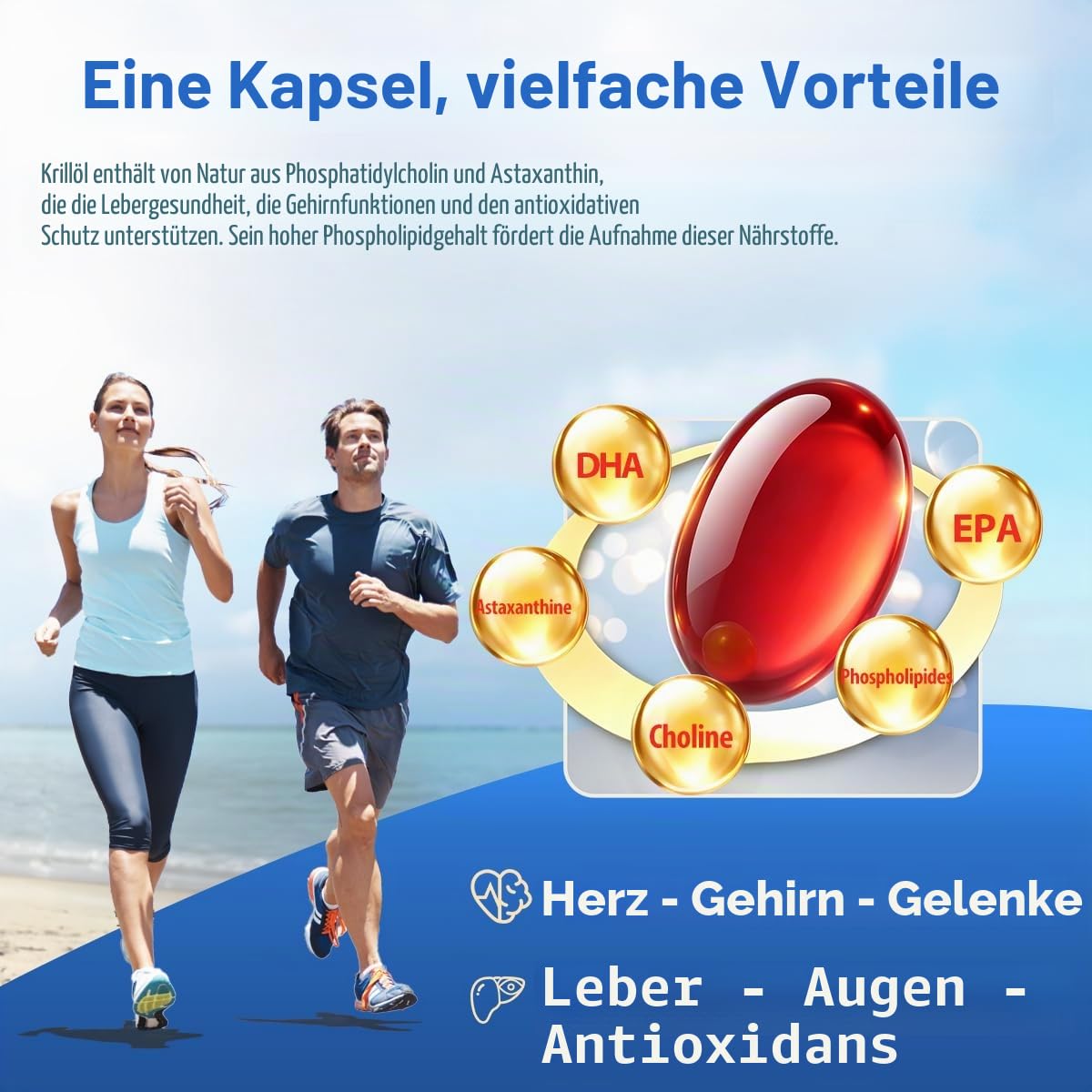 NYO3 Krillöl 1000mg Omega-3 EPA & DHA, reines antarktisches Krillöl mit Astaxanthin, unterstützt Gehirn, Haut und Immunsystem, maximale Stärke, labortestet, kein Nachgeschmack,90 Weichkapseln