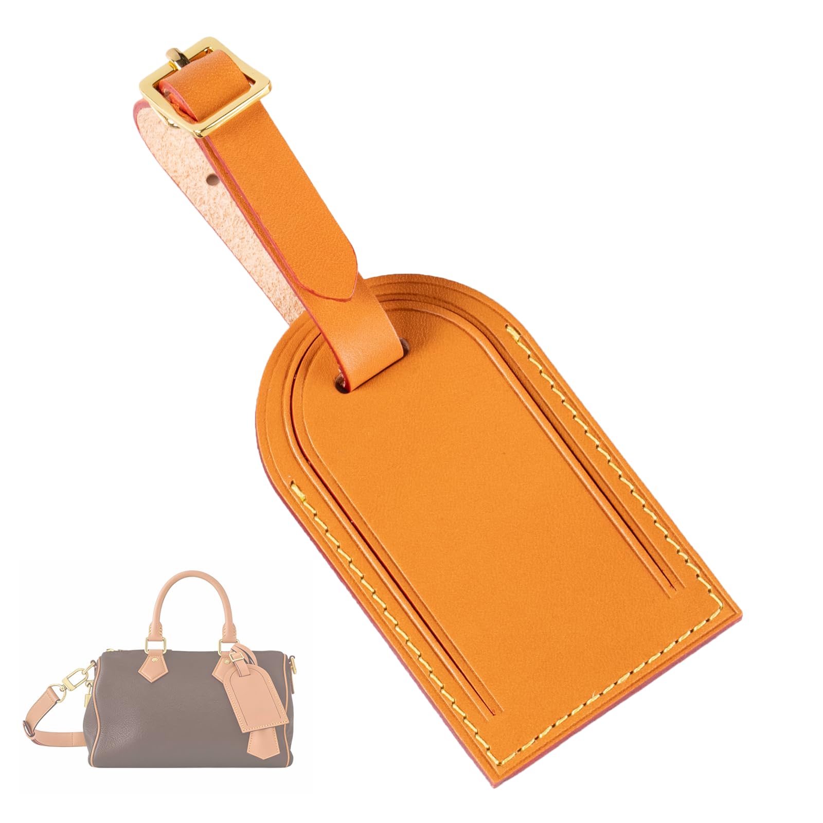 BERRY & SNOWY Zawieszka etykiety bagażowej ze skóry Vachetta, zamienny akcesorium do torebek LV Odeon, Keepall, Speedy, Boite Chapeau, luksusowy wisior ozdobny (Głęboki wosk pszczeli)