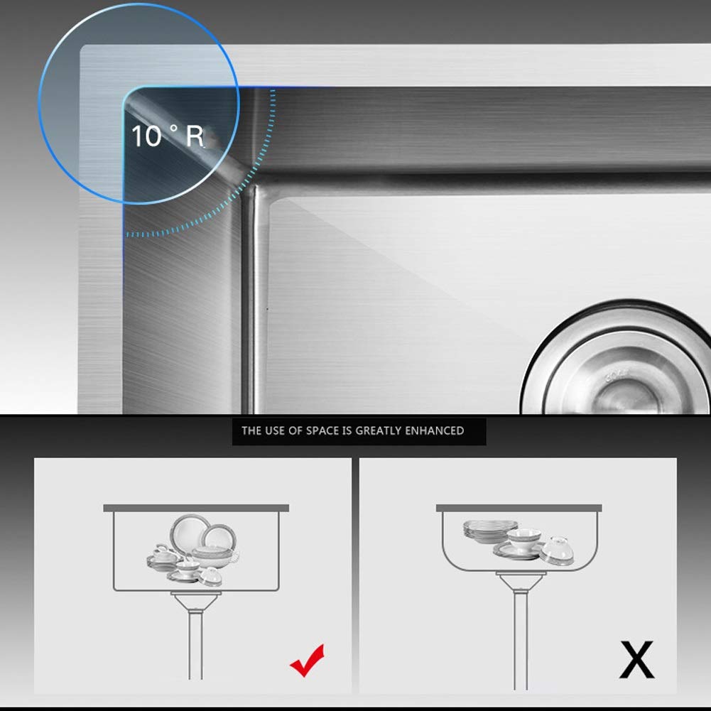 Fregadero de Cocina Individual de Acero Inoxidable con Grifo, Kit Completo de fontanería, desagüe y escurridor para instalación empotrada (tamaño: 500x450x220 mm).